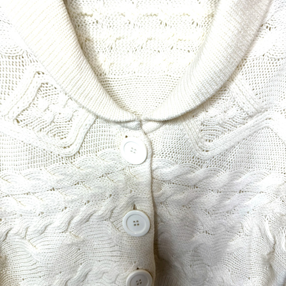 NEW Tapemeasure Cable Knit Wool Blend Cardigan Sweater Shawl Neckline Large - Picture 4 of 8
